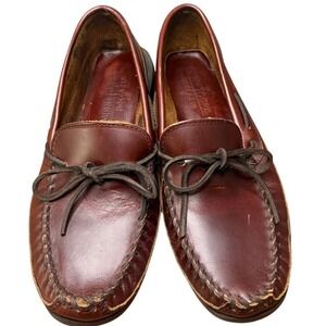 Minnetonka‎ Hard Sole Brown Leather Moccasins 8.5 men